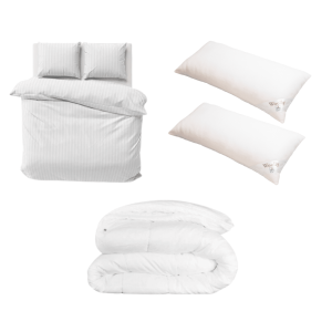 Textielpakket | Satijnen dekbedovertrek 240×200/220 + dekbed + 2 kussens