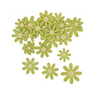 Houten bloemen groen (12 stuks)