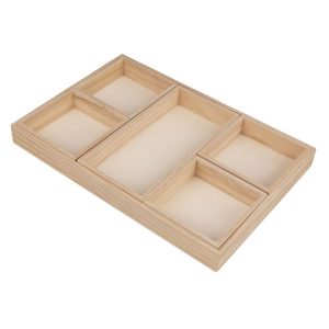 Houten deco tray set (6 delig)
