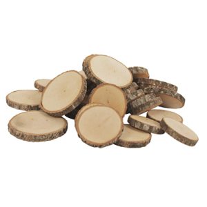 Houtschijven (Ø 1,5 en 5 x 0,5 cm)