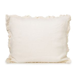 Linnen kussensloop Ivory White met ruches