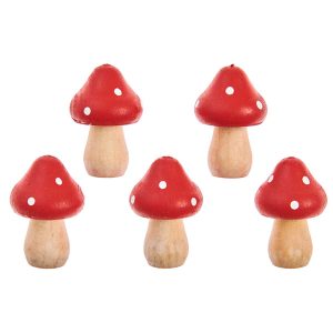 Houten paddenstoelen gekleurd (5 st.)