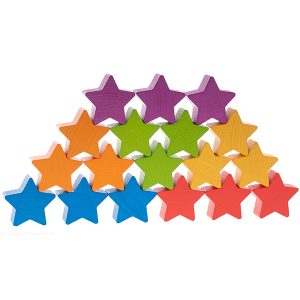 Houten Regenboogsterren (18 stuks)